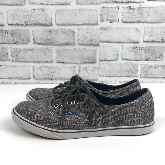Vans Grey Herringbone Low Top Lace Up Sneaker Sz. Men’s 8 Women’s 9.5 - Picture 2 of 11